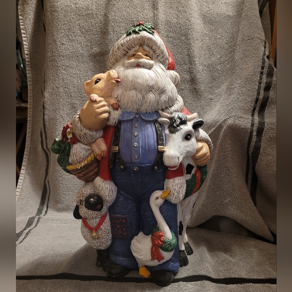 Vintage Festive Santa Figurine with Animals
